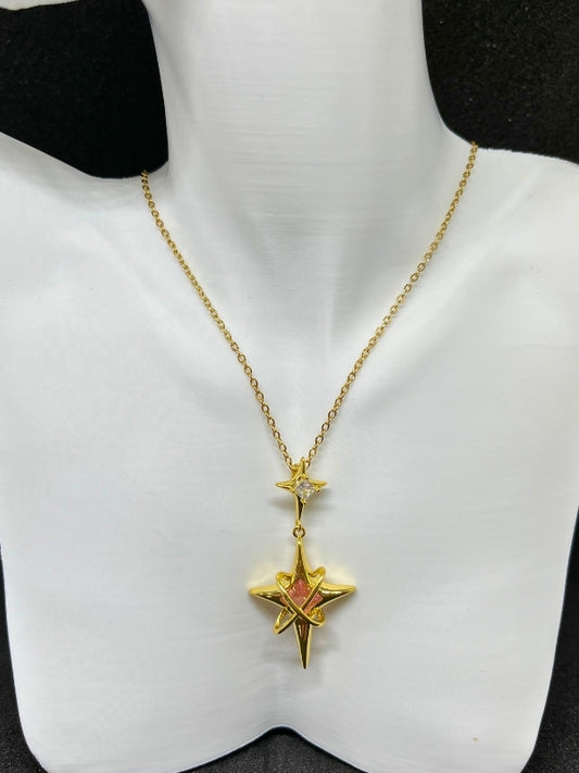 316L Çelik Gold Renk Zirkon Taşlı Kutup Yıldızı Model Kadın Kolye